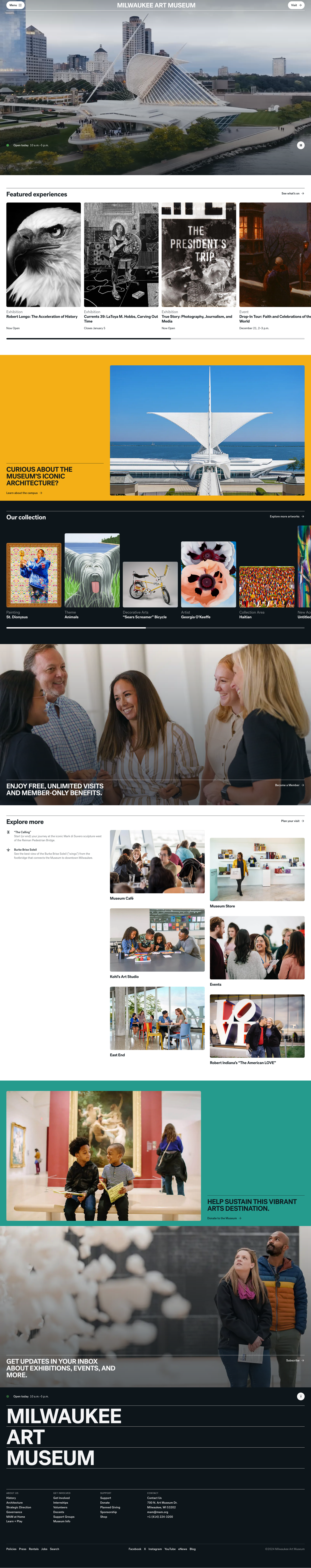 Screenshot of Milwaukee Art Museum website