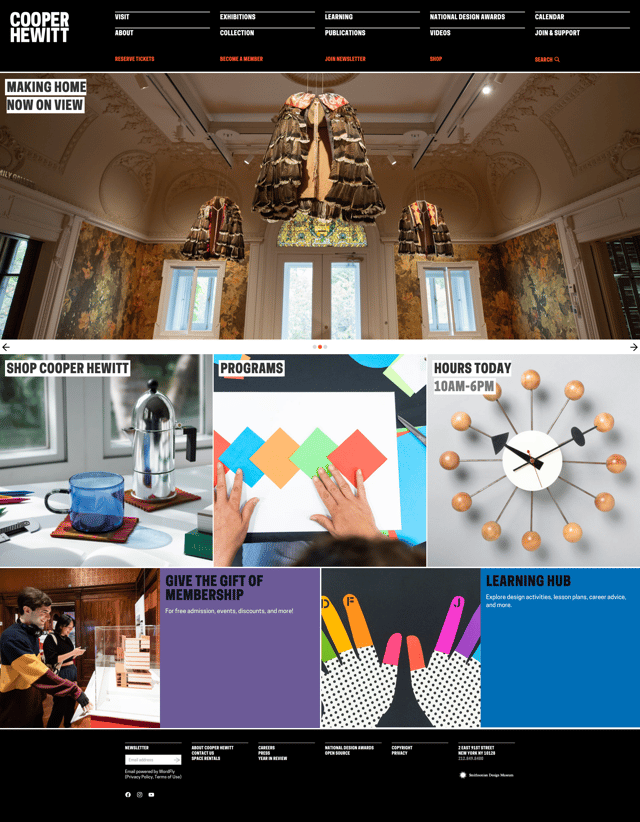 Screenshot of Cooper Hewitt, Smithsonian Design Museum website