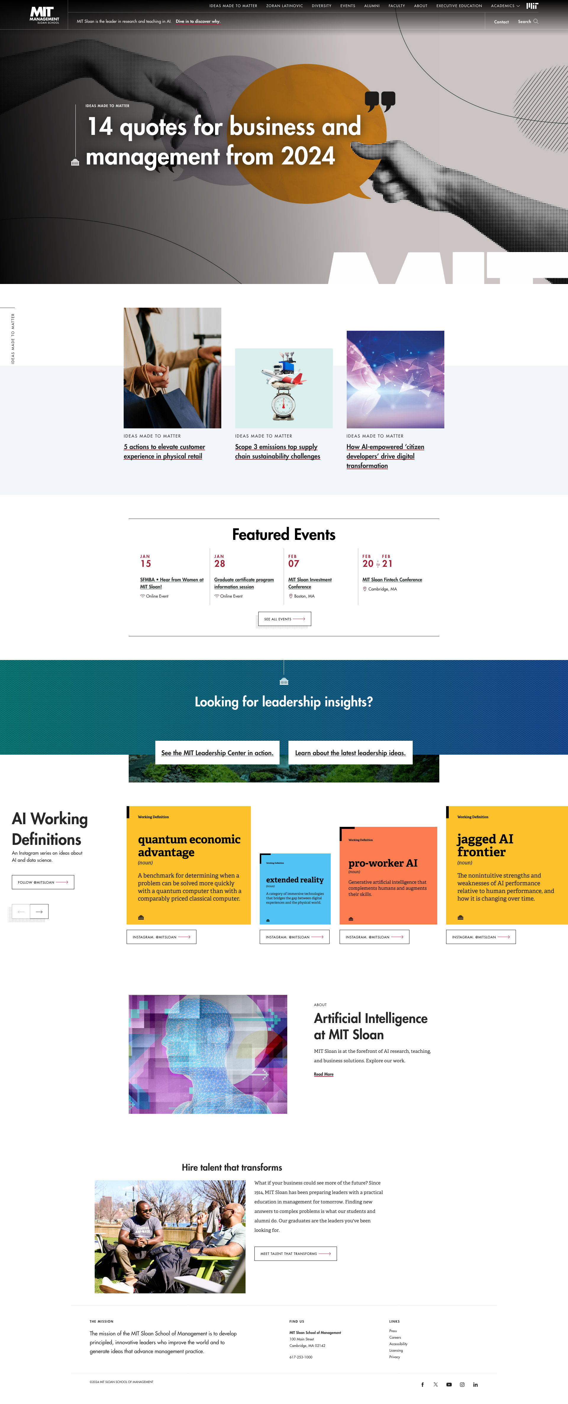 Screenshot of MIT Sloan website