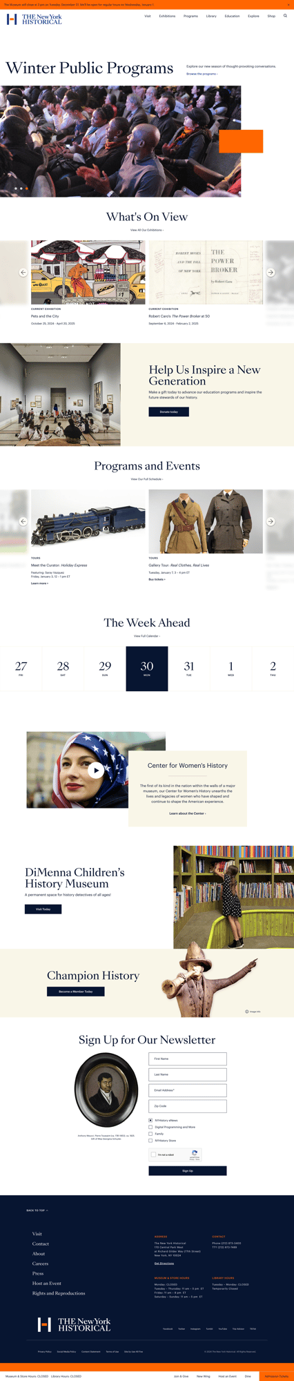Screenshot of The New York Historical website