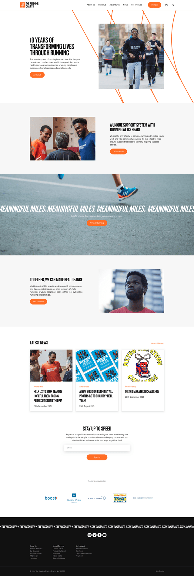 Screenshot of The Running Charity website