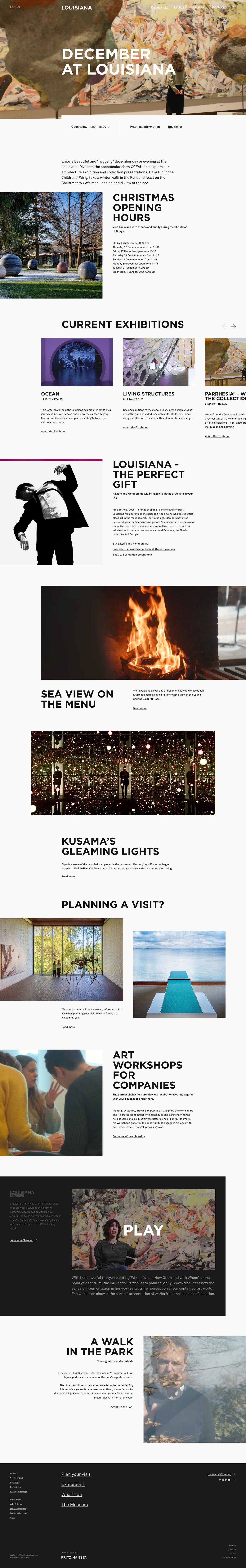 Screenshot of Louisiana Museum of Modern Art website