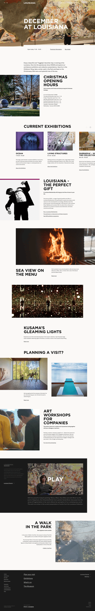 Screenshot of Louisiana Museum of Modern Art website