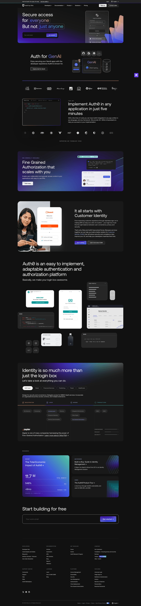 Screenshot of Auth0 website