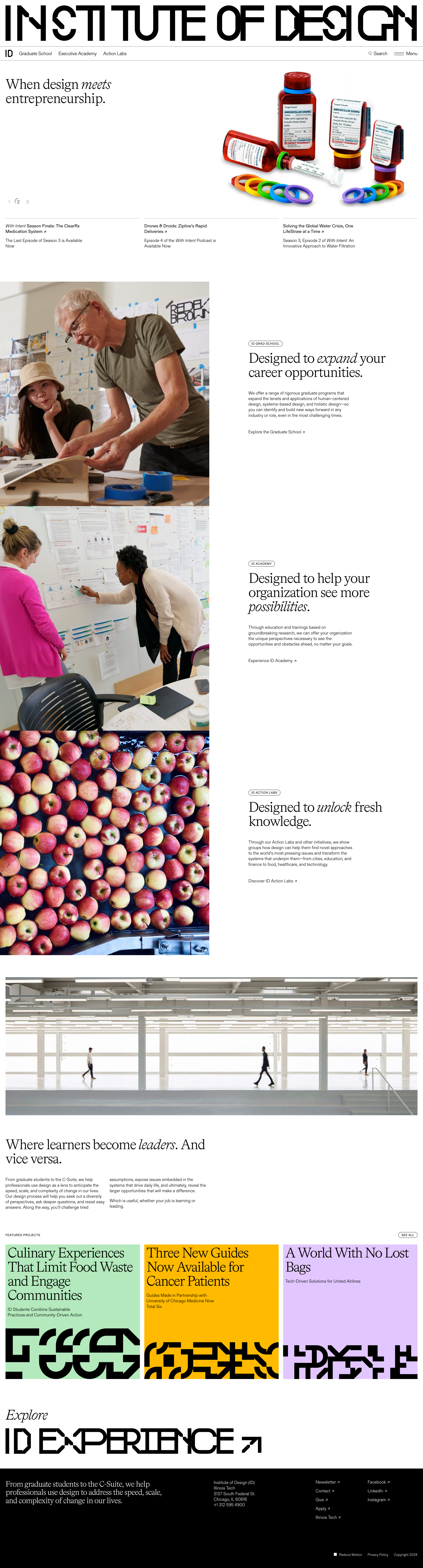 Screenshot of Institute of Design (ID) at Illinois Tech website