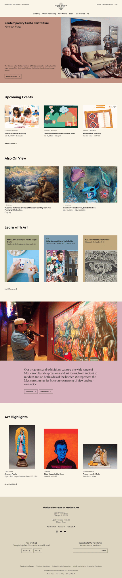 Screenshot of National Museum of Mexican Art, Pilsen, Chicago website