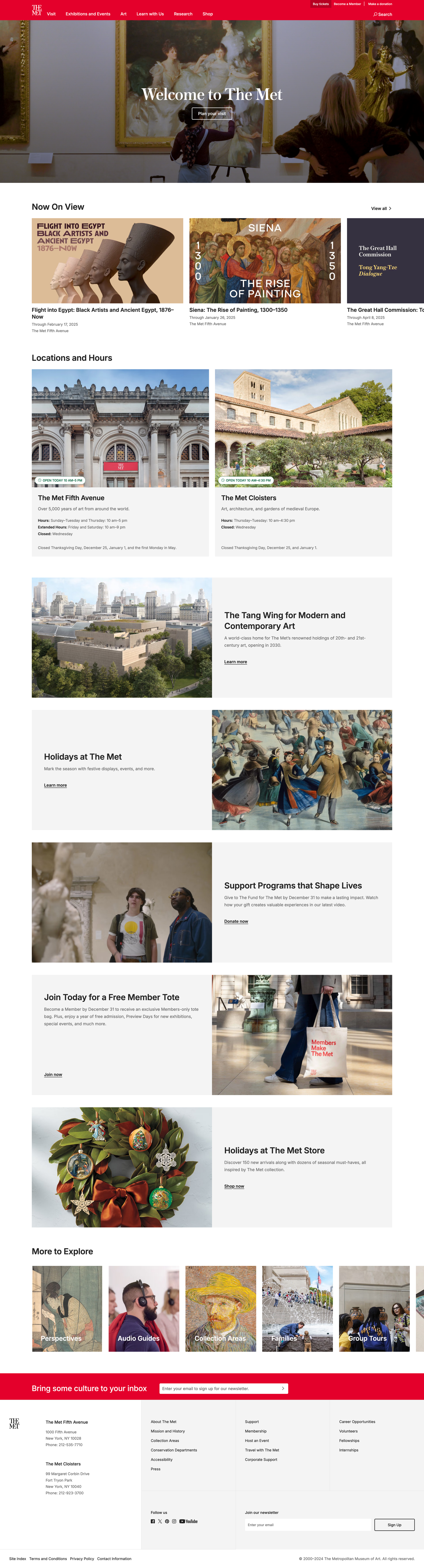 Screenshot of The Metropolitan Museum of Art website
