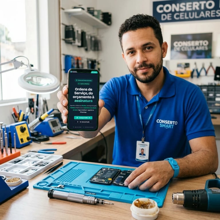 Ordem de serviço para assistência técnica de celular no smartphone