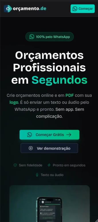 Plataforma de Orçamentos com IA - Mobile