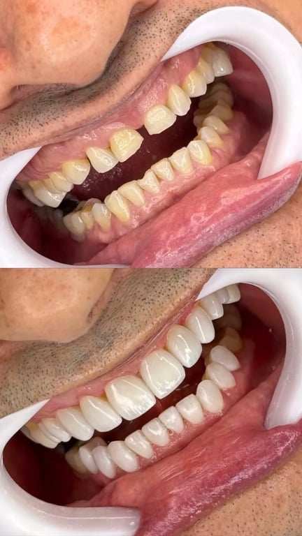 Antes e depois de tratamento realizado na Vértice — Dr. Kleber Sandim