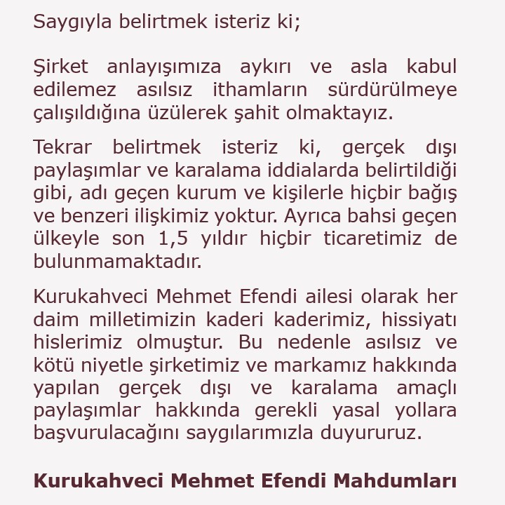 Kurukahveci Mehmet Efendi İsrail askerlerine yardım olarak verilen kahvelerle ilgili açıklama yaptı:...