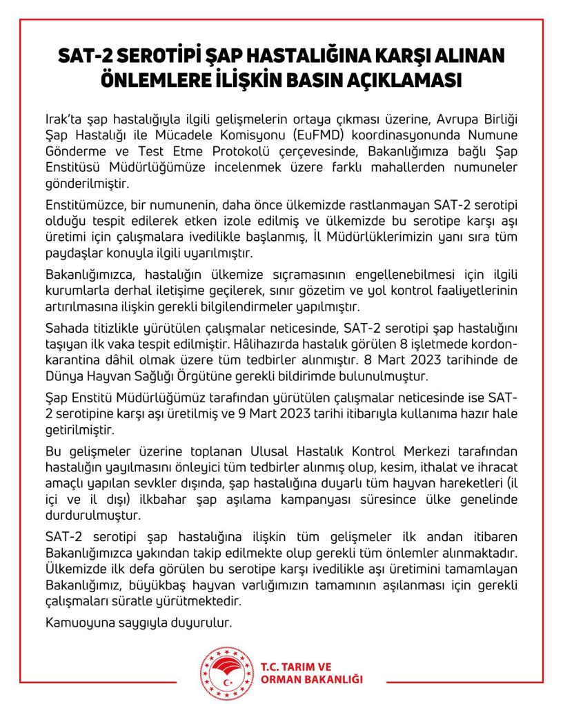 Türkiye’de görülen şap virüsü vakalarıyla ilgili Bakanlık açıklama yaptı: Bölgedeki tüm hayvan pazar...