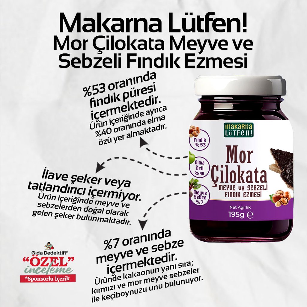 Makarna Lütfen! Mor Çilokata Meyve ve Sebzeli Fındık Ezmesi
