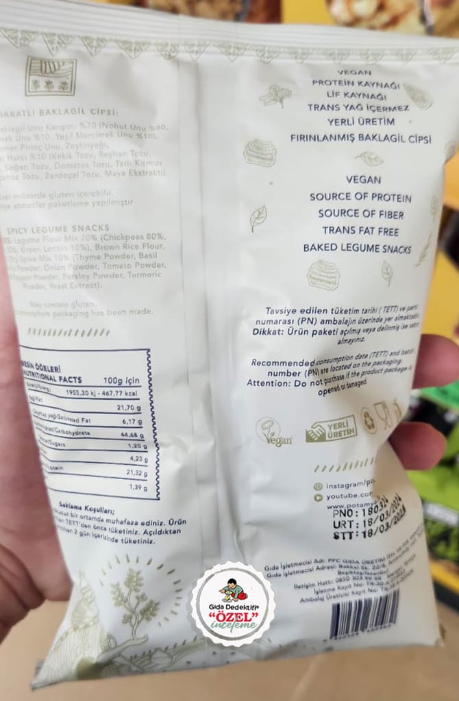 Potamya Baharatlı Baklagil Cipsi