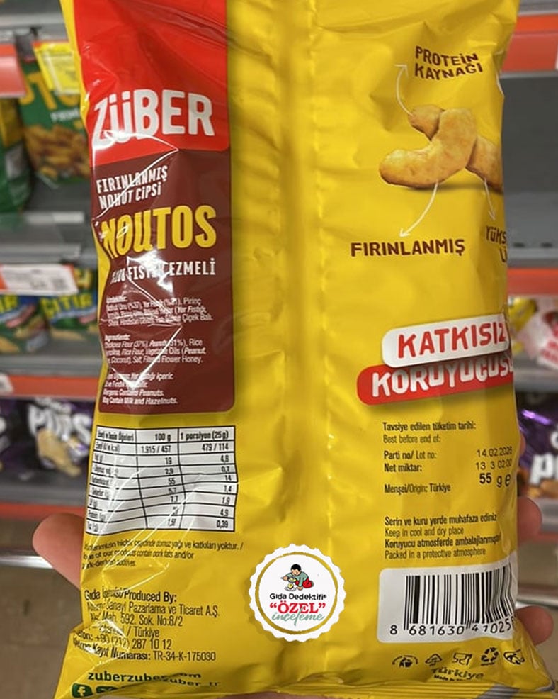 Züber Noutos Yer Fıstıklı Fırınlanmış Nohut Cipsi