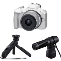 Máy ảnh Canon EOS R50 Kit (Trắng) + Microphone Canon DM-E100 + Báng tay cầm Canon HG-100TBR