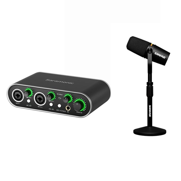 Micro thu âm Shure MV7 + - W + Elgato Wave Mic Arm LP Trắng chính hãng