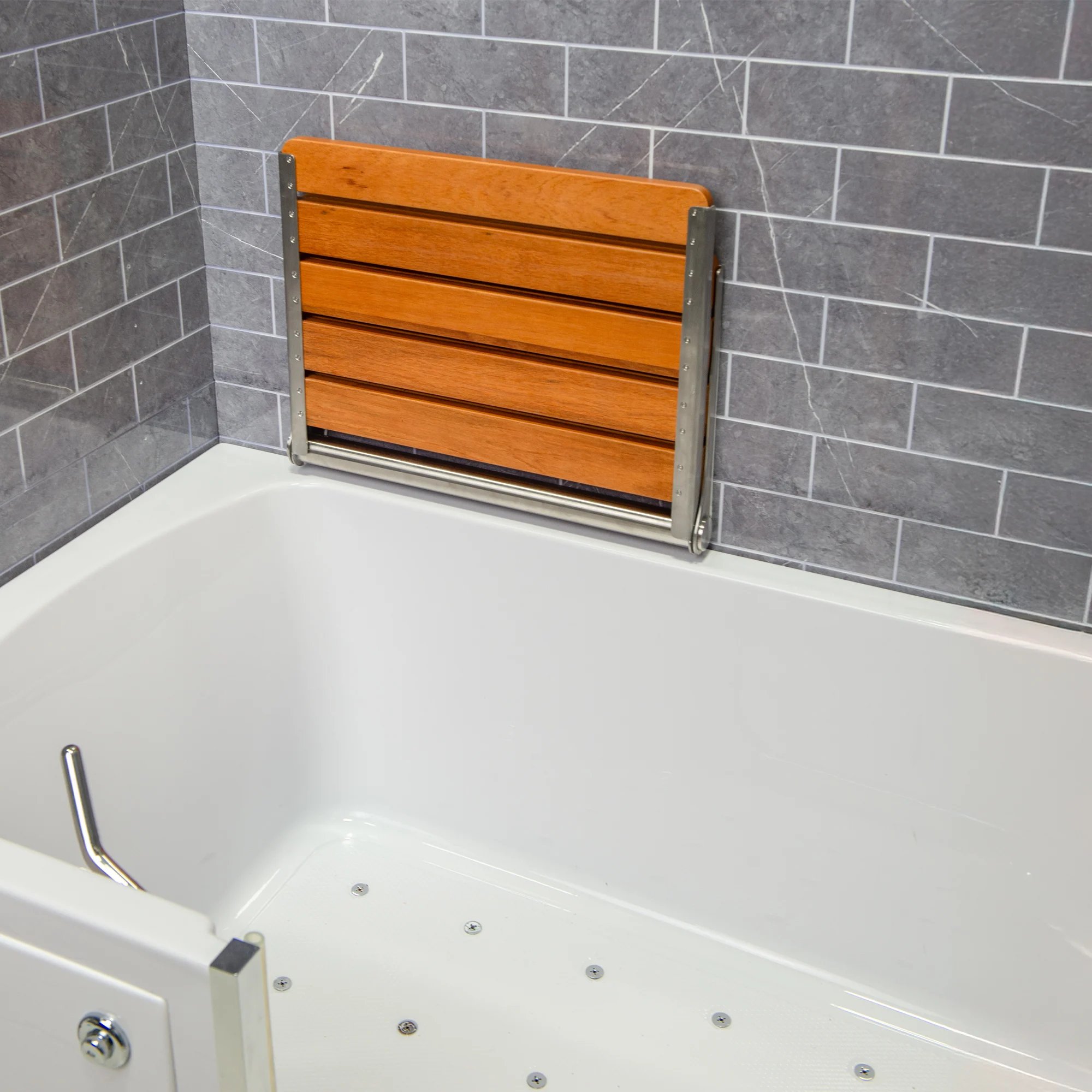 Folding Teak Shower Seat - 4