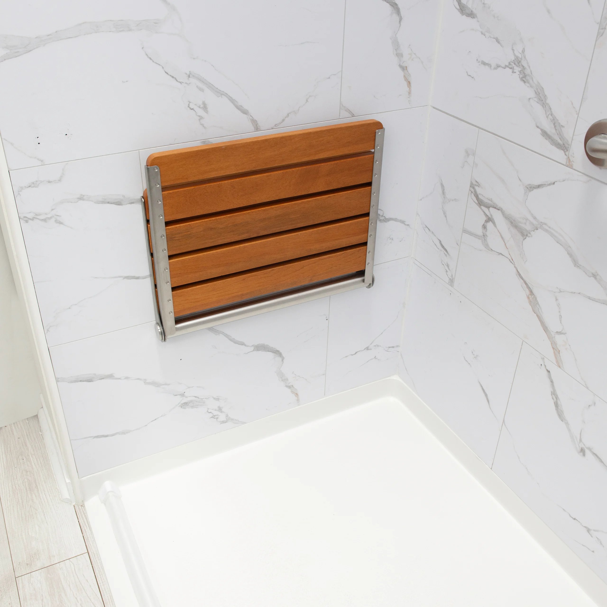 Folding Teak Shower Seat - 7