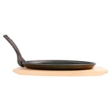 PIATTO CONTADINO OVALE + BASE DI LEGNO   27x18x2 CM NERO FERRO (8 UNITÀ)