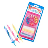 24 U. CANDELINE COMPLEANNO + 12 SUPPORTI   8 CM COLORI VARIE CERA (1 UNITÀ)
