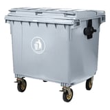 CASSONETTO CON COPERCHIO E RUOTE  1100 L 120x104x130 CM GRIGIO HDPE (1 UNITÀ)