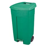 BIDONE CON COPERCHIO E PEDALE, 2 RUOTE  130 L 55x37x84 CM VERDE HDPE (1 UNITÀ)
