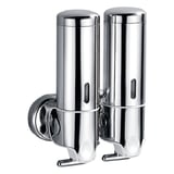 DISPENSER LUSSO GEL & SHAMPOO  2x300 ML 13x6,5x20 CM ARGENTO ACCIAIO INOX (1 UNITÀ)