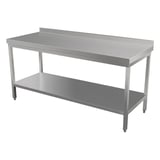 TAVOLA LAVORO CON BORDO 2 RIPIANI ARROW  120x70 CM ARGENTO ACCIAIO INOX (1 UNITÀ)