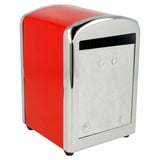 DISPENSER PER TOVAGLIOLI DI CARTA "MINI SERVIS"   10,5x9,7x14 CM ROSSO ACCIAIO INOX (12 UNITÀ)