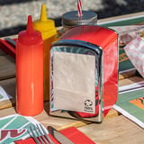 DISPENSER PER TOVAGLIOLI DI CARTA "MINI SERVIS"   10,5x9,7x14 CM ROSSO ACCIAIO INOX (12 UNITÀ)
