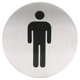 CARTELLO AUTO-ADESIVE "UOMINI"   Ø 7,5 CM ARGENTO ACCIAIO INOX (1 UNITÀ)