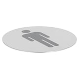 CARTELLO AUTO-ADESIVE "UOMINI"   Ø 7,5 CM ARGENTO ACCIAIO INOX (1 UNITÀ)