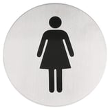 CARTELLO AUTO-ADESIVE "DONNE"   Ø 7,5 CM ARGENTO ACCIAIO INOX (1 UNITÀ)