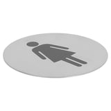 CARTELLO AUTO-ADESIVE "DONNE"   Ø 7,5 CM ARGENTO ACCIAIO INOX (1 UNITÀ)