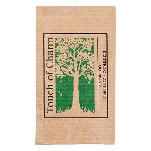 BUSTINE DENTIFRICIO 'TOUCH OF CHARM' 3 ML 2 GR 4,5x8 CM NATURALE KRAFT (500 UNITÀ)