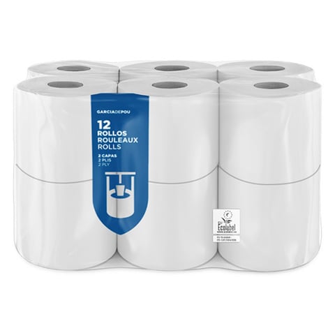 12 U. CARTA IGIENICA ECOLABEL 2 STRATI  2x17 G/M2 9 CM (h) x 23 M BIANCO CELLULOSA (1 UNITÀ)