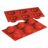 STAMPO MEZZA SFERA Ø 7x3,5 CM   17,5x30 CM ROSSO SILICONE (1 UNITÀ)