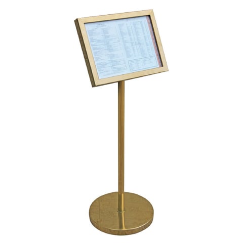 PORTA MENÙ DIN-A3 CON PIEDE   Ø 35x115 CM ORO METAL (1 UNITÀ)