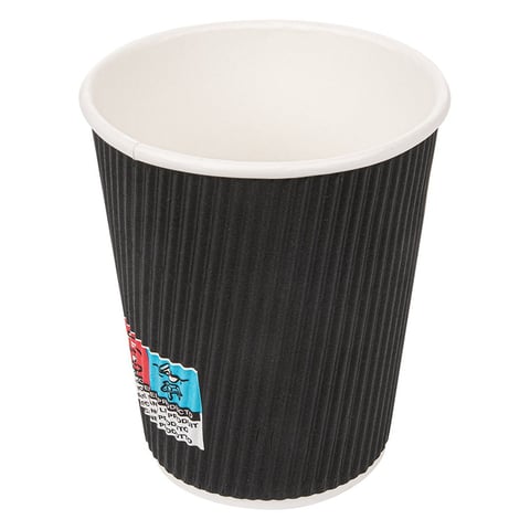 BICCHIERI BEVANDE CALDE DOPPIA PARETE  240 ML - 8 oz 280 + 250 + 18 PE G/M2 Ø8/5,6x9,2 CM NERO CARTONE (1000 UNITÀ)
