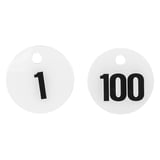 NUMERI GUARDAROBA DOPPI 1-100   Ø 5 CM BIANCO PVC (1 UNITÀ)