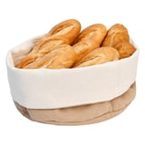 CESTA PANE CREMA/MARRONE   Ø24x17 CM COTONE (12 UNITÀ)