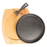 PIATTO CONTADINO + BASE DI LEGNO   Ø 22 CM NERO FERRO (8 UNITÀ)