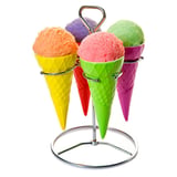 STAND INOX + 4 CONI GELATI   Ø 7x14,8 CM COLORI VARIE PORCELLANA (6 UNITÀ)
