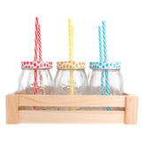 SET 6 BARATTOLI+CANNUCCIA CON SCATOLA  530 ML Ø 8,8x13,3 CM TRASPARENTE CRISTAL (6 UNITÀ)