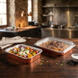 CONTENITORI LACCATI  1190 ML 22,7x17,7x3,6 CM RAME ALLUMINIO (100 UNITÀ)