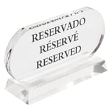 CARTELLO "RESERVADO-RÉSERVÉ-RESERVED"   13,5x7,5 CM TRASPARENTE ACRILICO (2 UNITÀ)