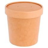 CONTENITORI CON COPERCHI  360 ML - 12 oz 300 + 18 PE G/M2 Ø 9/7,3x8,6 CM NATURALE KRAFT (250 UNITÀ)