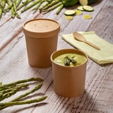 CONTENITORI CON COPERCHI  360 ML - 12 oz 300 + 18 PE G/M2 Ø 9/7,3x8,6 CM NATURALE KRAFT (250 UNITÀ)