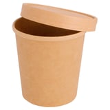 CONTENITORI CON COPERCHI  480 ML - 16 oz 320 + 18 PE G/M2 Ø 9,8/7,5x10 CM NATURALE KRAFT (250 UNITÀ)